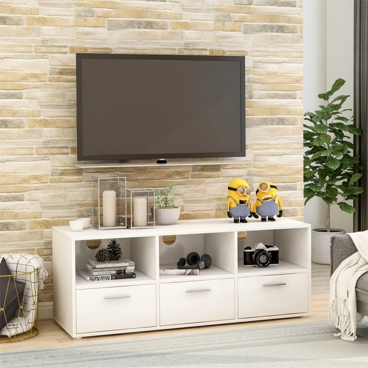 [UK Warehouse] Home Living Room Bedroom Wooden TV Table with Large Shelf and 3 Lockers