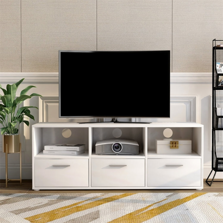 [UK Warehouse] Home Living Room Bedroom Wooden TV Table with Large Shelf and 3 Lockers