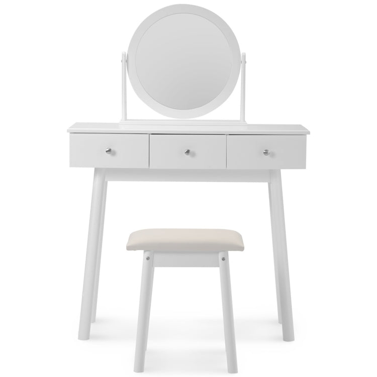 [UK Warehouse] Girls White Makeup Dressing Table Set with Mirror & Stool & Drawers