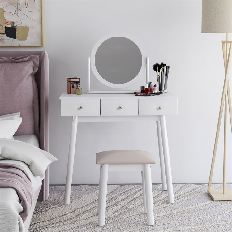 [UK Warehouse] Girls White Makeup Dressing Table Set with Mirror & Stool & Drawers