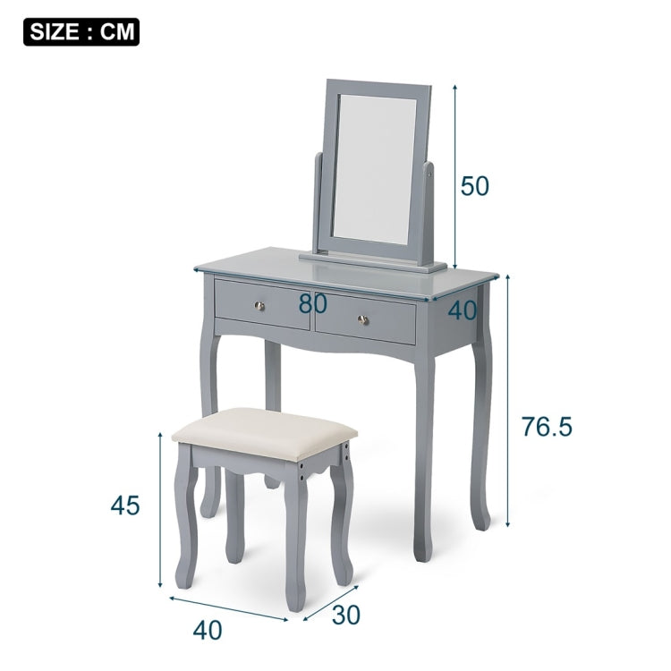 [UK Warehouse] Makeup Dressing Table Set with Mirror and Stool (Grey)