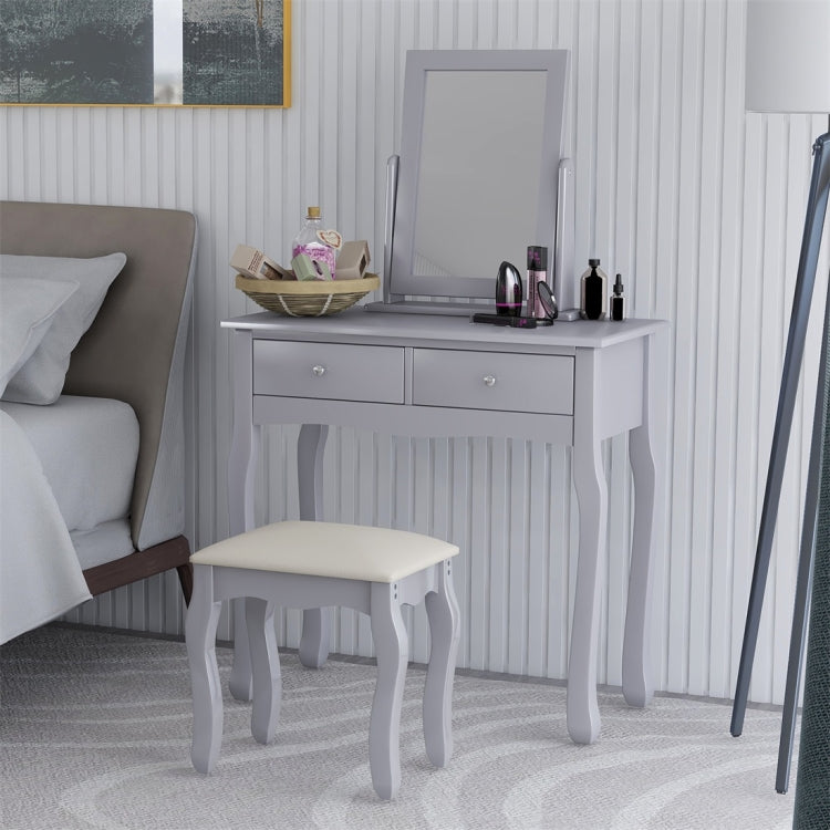 [UK Warehouse] Makeup Dressing Table Set with Mirror and Stool (Grey)