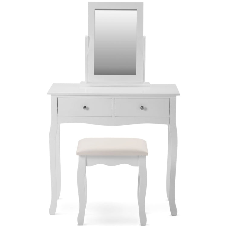 [UK Warehouse] Makeup Dressing Table Set with Mirror and Stool (White)