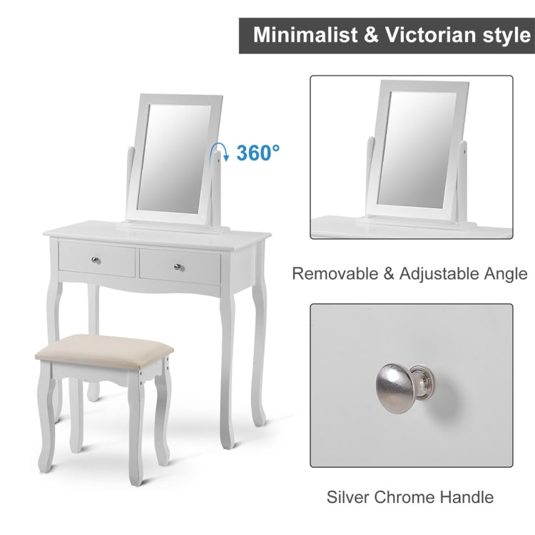 [UK Warehouse] Makeup Dressing Table Set with Mirror and Stool (White)