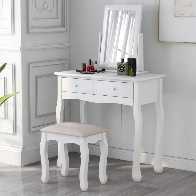 [UK Warehouse] Makeup Dressing Table Set with Mirror and Stool (White)
