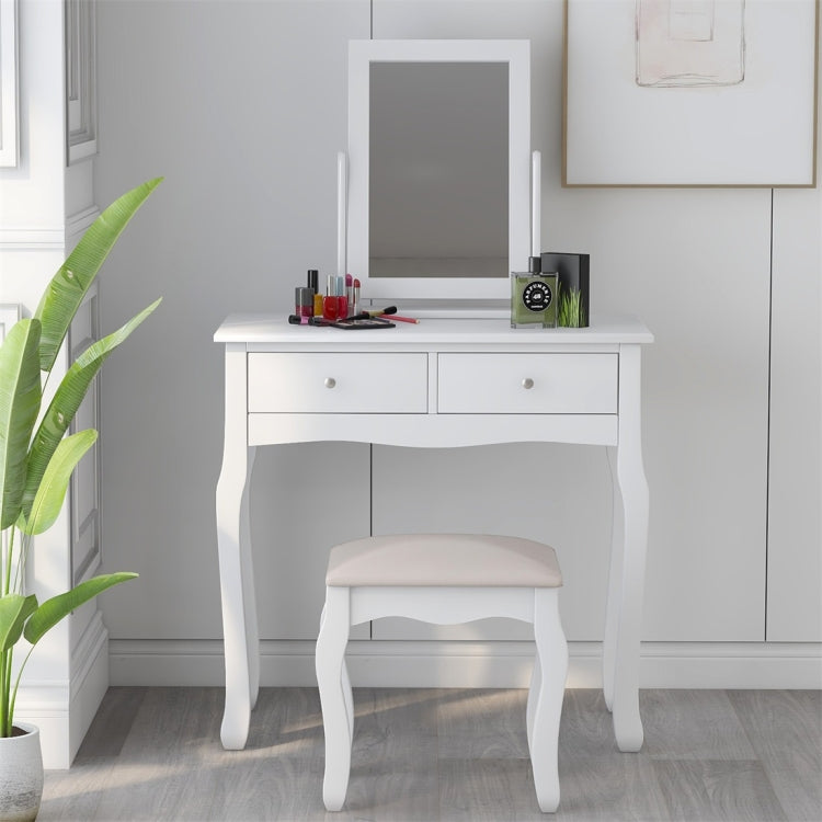 [UK Warehouse] Makeup Dressing Table Set with Mirror and Stool (White)