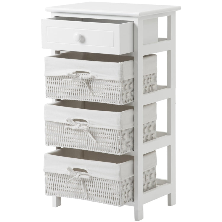 [UK Warehouse] White Storage Shelf with Basket for Bedroom Living Room Bathroomï¼ŒSizeï¼š74.5x40x30cm
