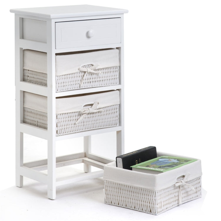 [UK Warehouse] White Storage Shelf with Basket for Bedroom Living Room Bathroomï¼ŒSizeï¼š74.5x40x30cm