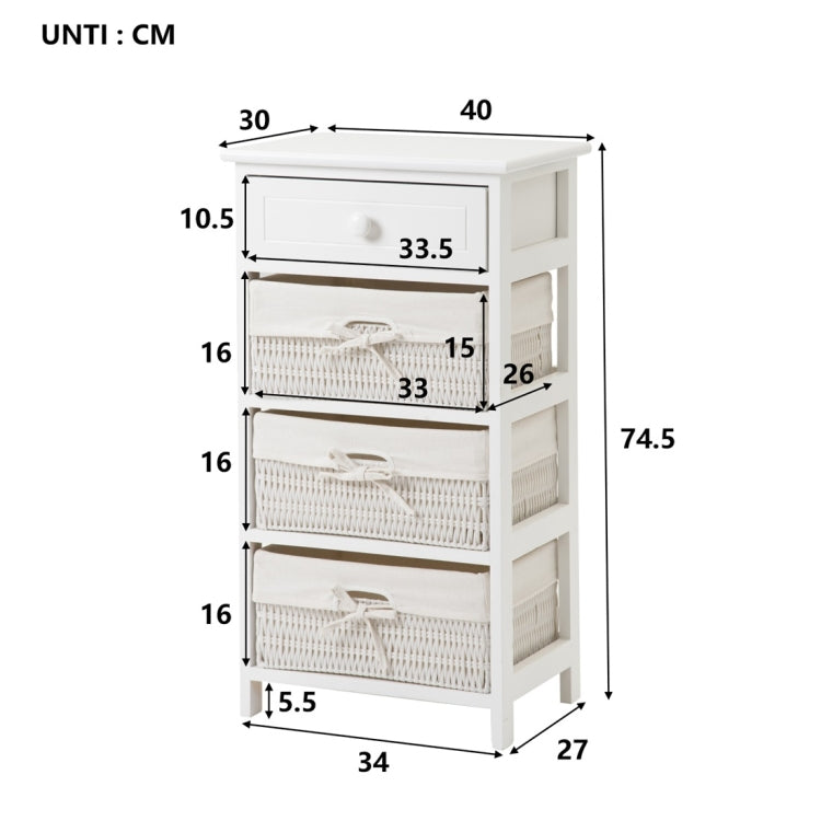 [UK Warehouse] White Storage Shelf with Basket for Bedroom Living Room Bathroomï¼ŒSizeï¼š74.5x40x30cm