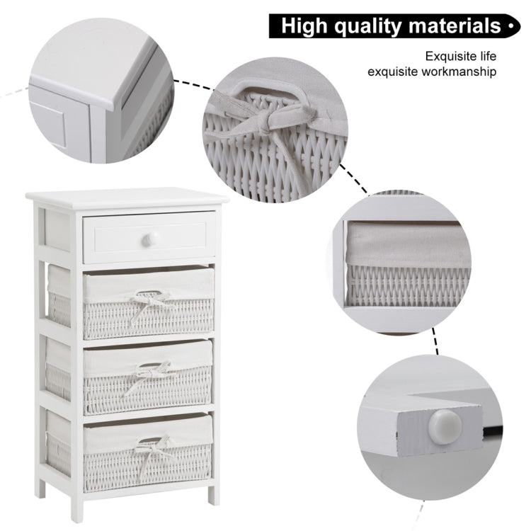 [UK Warehouse] White Storage Shelf with Basket for Bedroom Living Room Bathroomï¼ŒSizeï¼š74.5x40x30cm