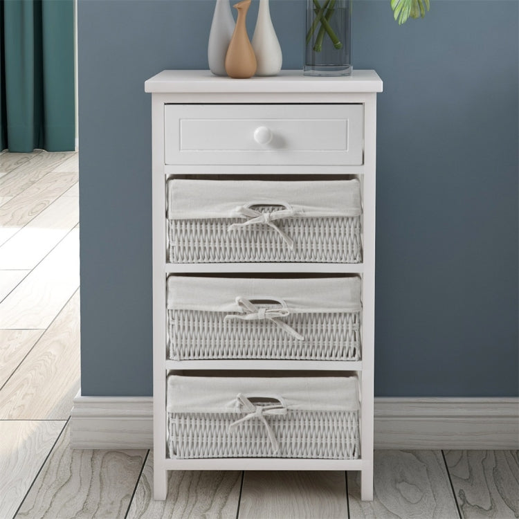 [UK Warehouse] White Storage Shelf with Basket for Bedroom Living Room Bathroomï¼ŒSizeï¼š74.5x40x30cm