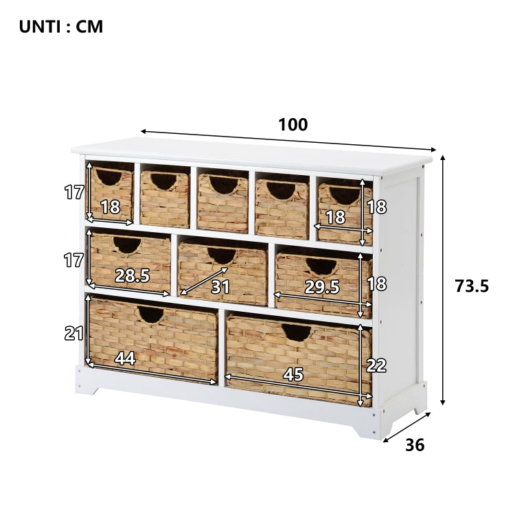 [UK Warehouse] Large Storage Chest of Drawers with 10 Drawer Baskets for Hallway Bathroom, Sizeï¼š100x73.5x36cm