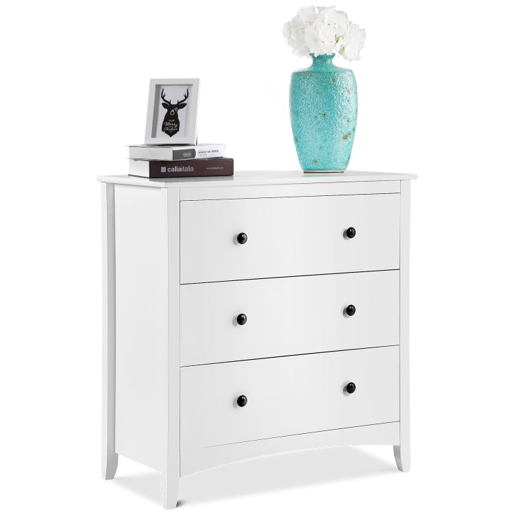 [UK Warehouse] Large Chest of 3 Drawers White Cabinet Storage Unite Wood Anti-Bowing Supports, Sizeï¼š84x80x41cm