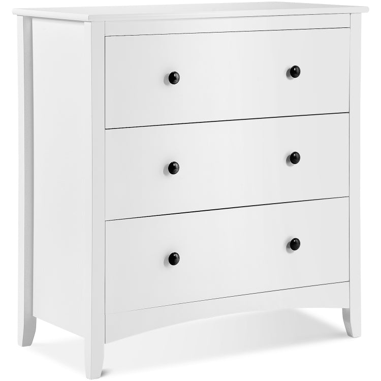 [UK Warehouse] Large Chest of 3 Drawers White Cabinet Storage Unite Wood Anti-Bowing Supports, Sizeï¼š84x80x41cm
