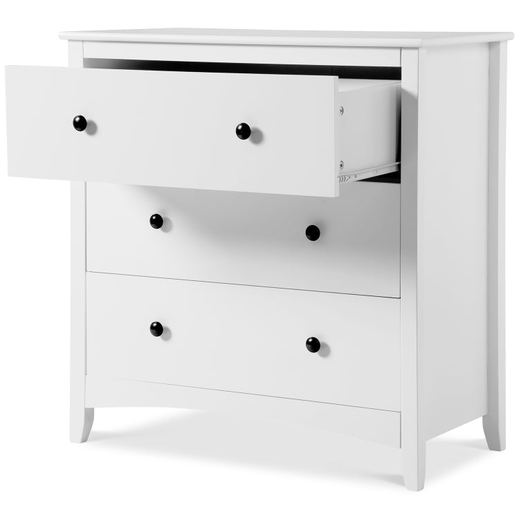 [UK Warehouse] Large Chest of 3 Drawers White Cabinet Storage Unite Wood Anti-Bowing Supports, Sizeï¼š84x80x41cm