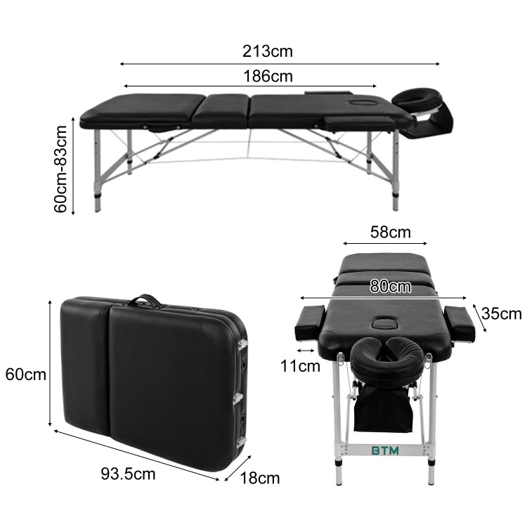 [UK Warehouse] Portable Foldable PU Massage Bed Sofa Bed(Black)