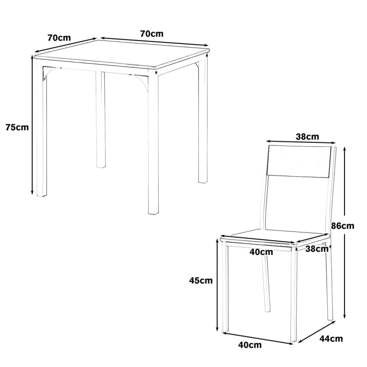 [UK Warehouse] Dining Table and 2 Chairs Wooden Steel Frame Kitchen Dining Table Set