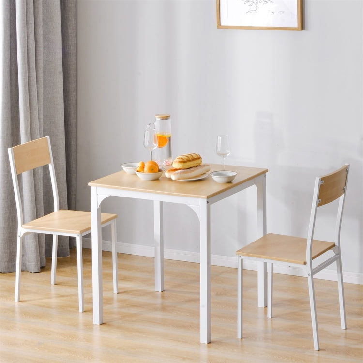 [UK Warehouse] Dining Table and 2 Chairs Wooden Steel Frame Kitchen Dining Table Set