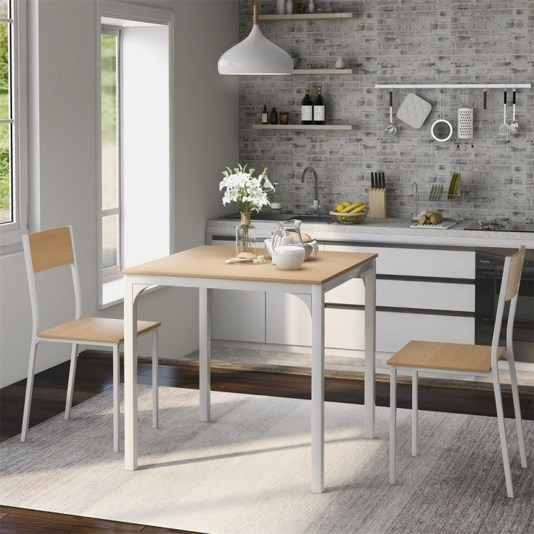 [UK Warehouse] Dining Table and 2 Chairs Wooden Steel Frame Kitchen Dining Table Set