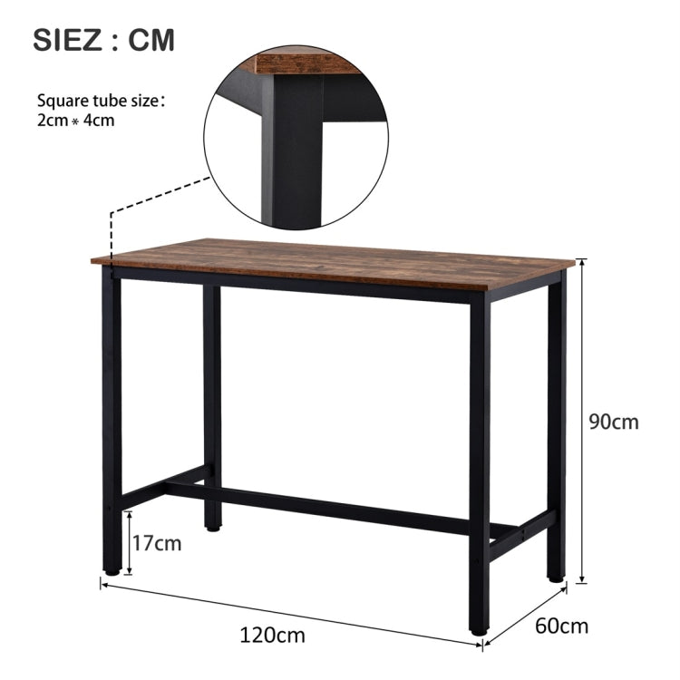 [UK Warehouse] Industrial Dining Bar Table With Metal Frame for kitchen/Restaurant/Living Room, Size: 120x60x90cm
