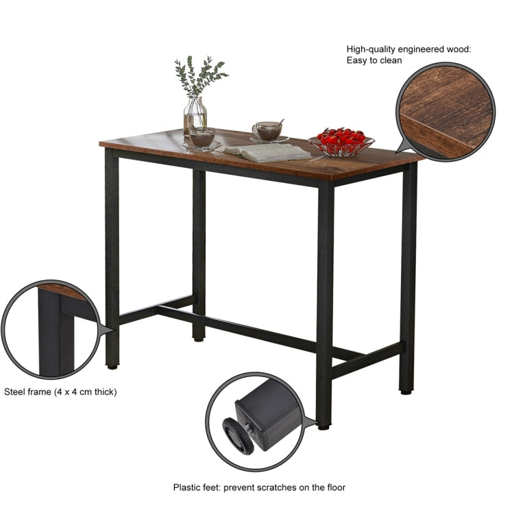 [UK Warehouse] Industrial Dining Bar Table With Metal Frame for kitchen/Restaurant/Living Room, Size: 120x60x90cm