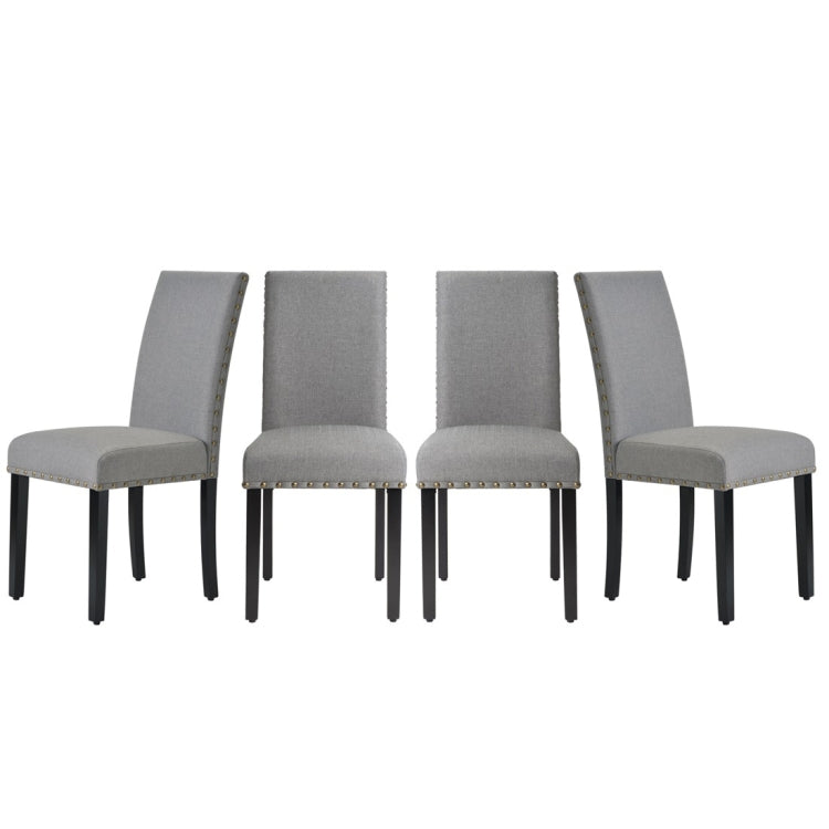 [UK Warehouse] 4 PCS/Set Fabric Dining High Back Chairs for Kitchen Living Room (Grey)