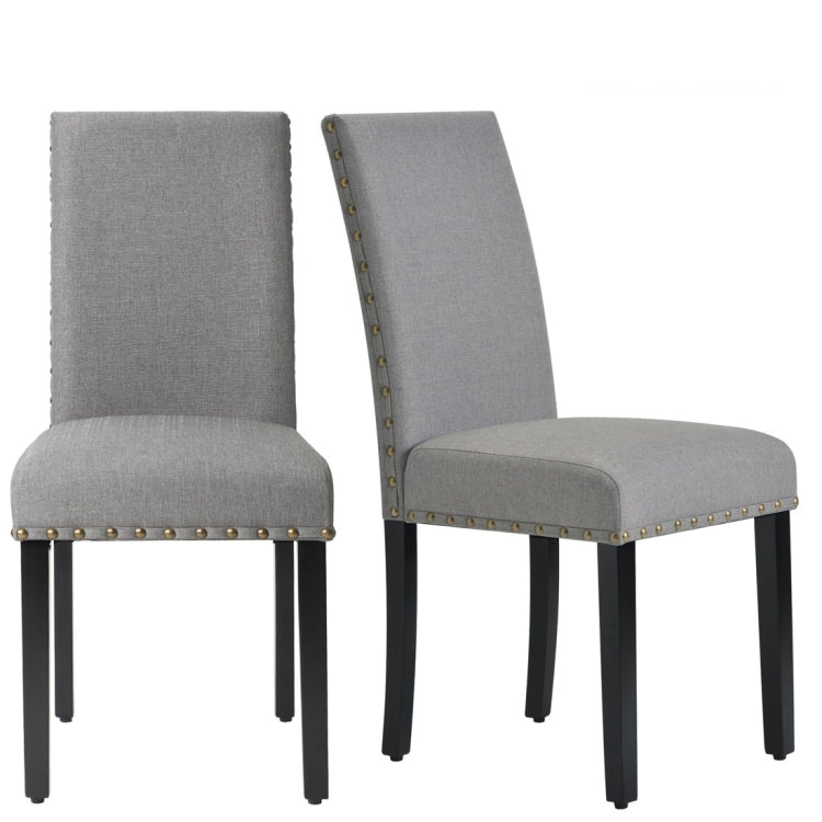 [UK Warehouse] 2 PCS/Set Fabric Dining High Back Chairs for Kitchen Living Room (Grey)