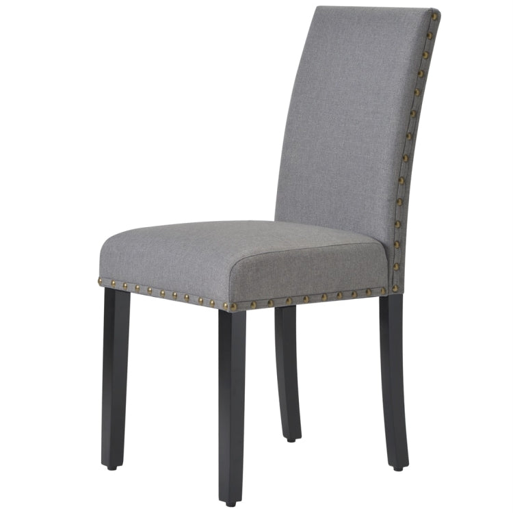 [UK Warehouse] 2 PCS/Set Fabric Dining High Back Chairs for Kitchen Living Room (Grey)