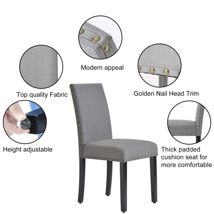 [UK Warehouse] 2 PCS/Set Fabric Dining High Back Chairs for Kitchen Living Room (Grey)