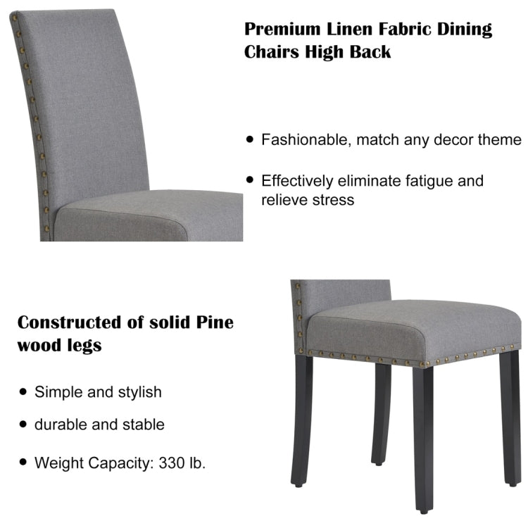 [UK Warehouse] 2 PCS/Set Fabric Dining High Back Chairs for Kitchen Living Room (Grey)