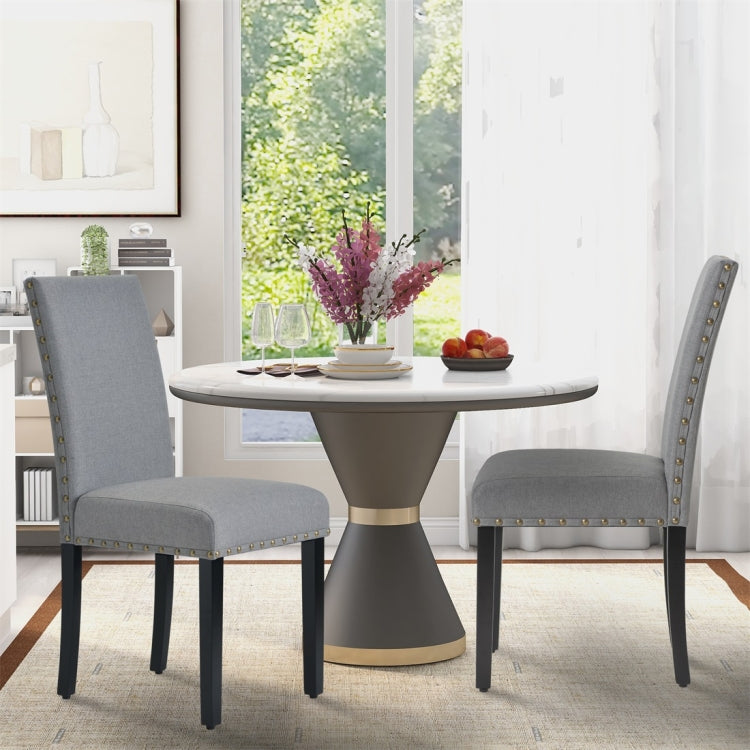 [UK Warehouse] 2 PCS/Set Fabric Dining High Back Chairs for Kitchen Living Room (Grey)