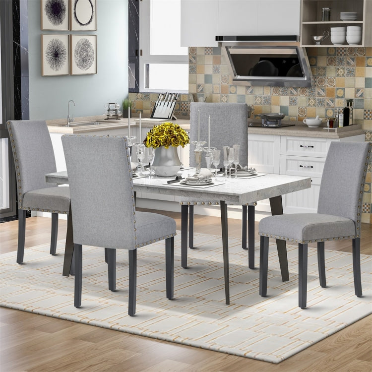 [UK Warehouse] 2 PCS/Set Fabric Dining High Back Chairs for Kitchen Living Room (Grey)