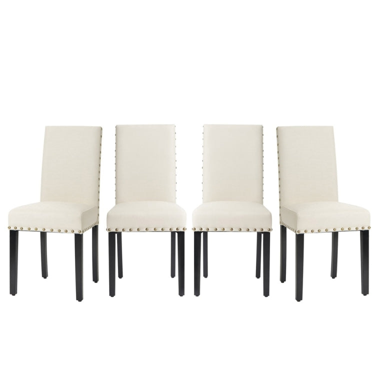 [UK Warehouse] 4 PCS/Set Fabric Dining High Back Chairs for Kitchen Living Room (Beige)
