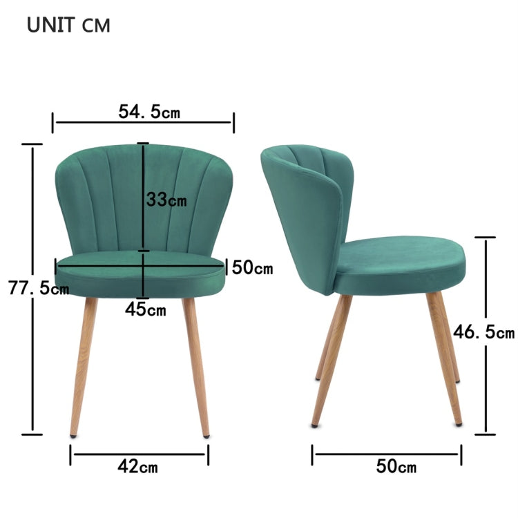 [UK Warehouse] 2 PCS/Set Velvet Fabric Oyster High Back Chairs for Living Room / Bedroom(Green)