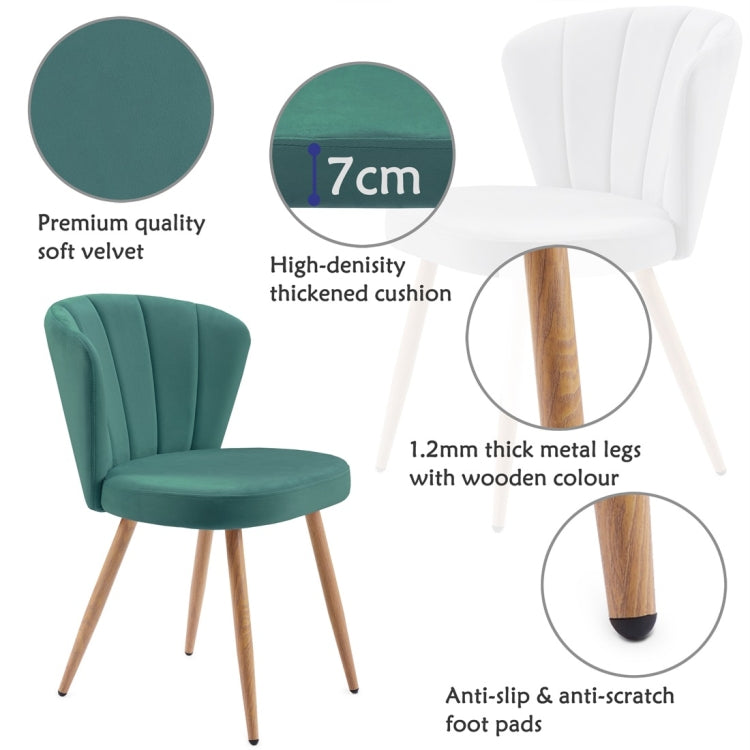 [UK Warehouse] 2 PCS/Set Velvet Fabric Oyster High Back Chairs for Living Room / Bedroom(Green)