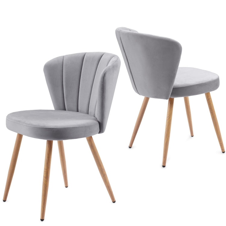 [UK Warehouse] 2 PCS/Set Velvet Fabric Oyster High Back Chairs for Living Room / Bedroom(Grey)