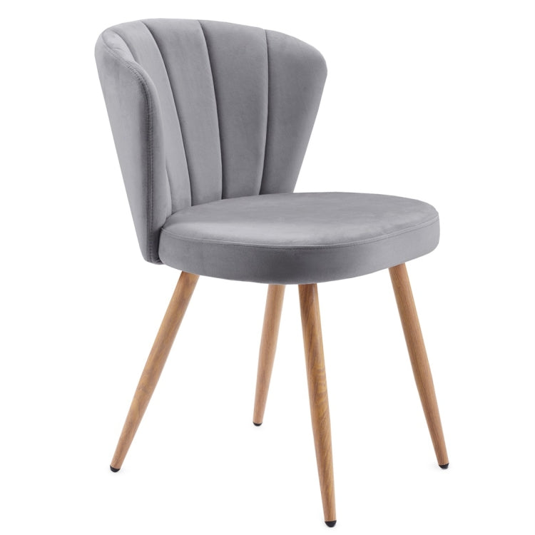 [UK Warehouse] 2 PCS/Set Velvet Fabric Oyster High Back Chairs for Living Room / Bedroom(Grey)