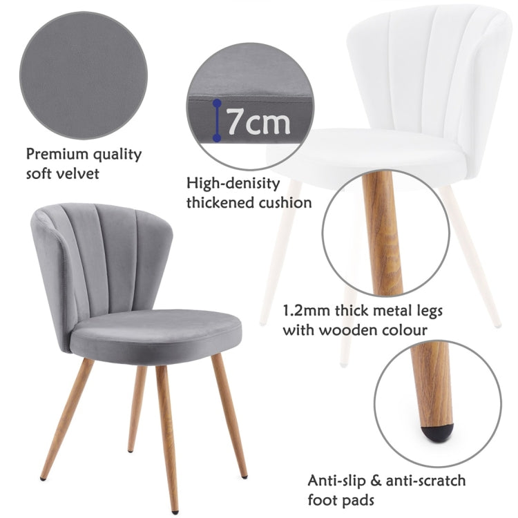 [UK Warehouse] 2 PCS/Set Velvet Fabric Oyster High Back Chairs for Living Room / Bedroom(Grey)