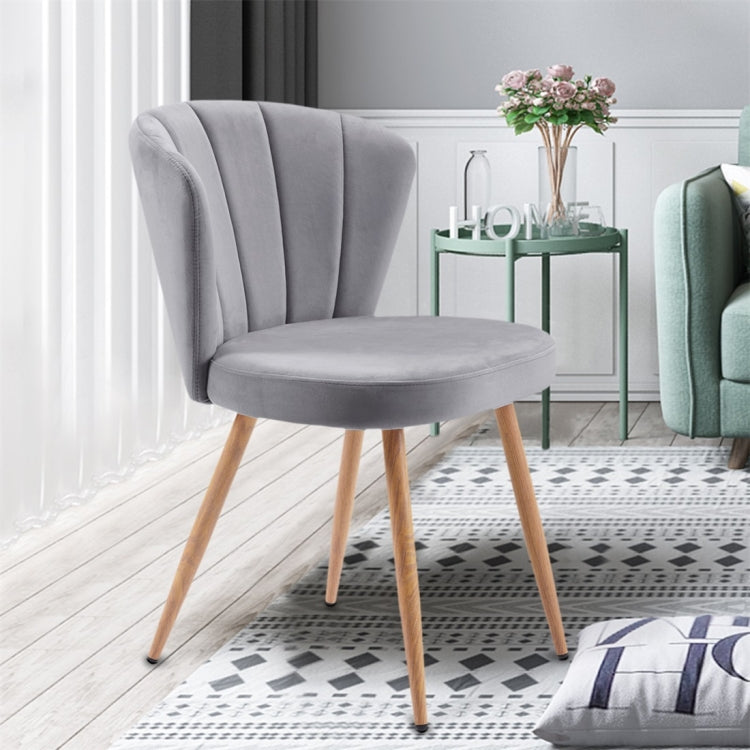 [UK Warehouse] 2 PCS/Set Velvet Fabric Oyster High Back Chairs for Living Room / Bedroom(Grey)