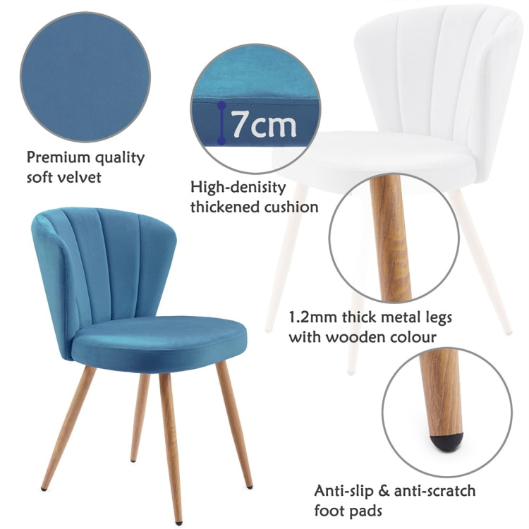 [UK Warehouse] Velvet Fabric Oyster High Back Chairs for Living Room / Bedroom(Blue)