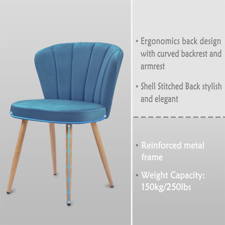 [UK Warehouse] Velvet Fabric Oyster High Back Chairs for Living Room / Bedroom(Blue)