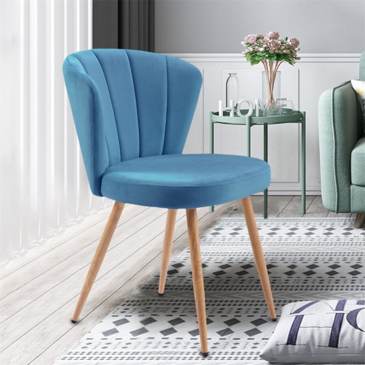 [UK Warehouse] Velvet Fabric Oyster High Back Chairs for Living Room / Bedroom(Blue)