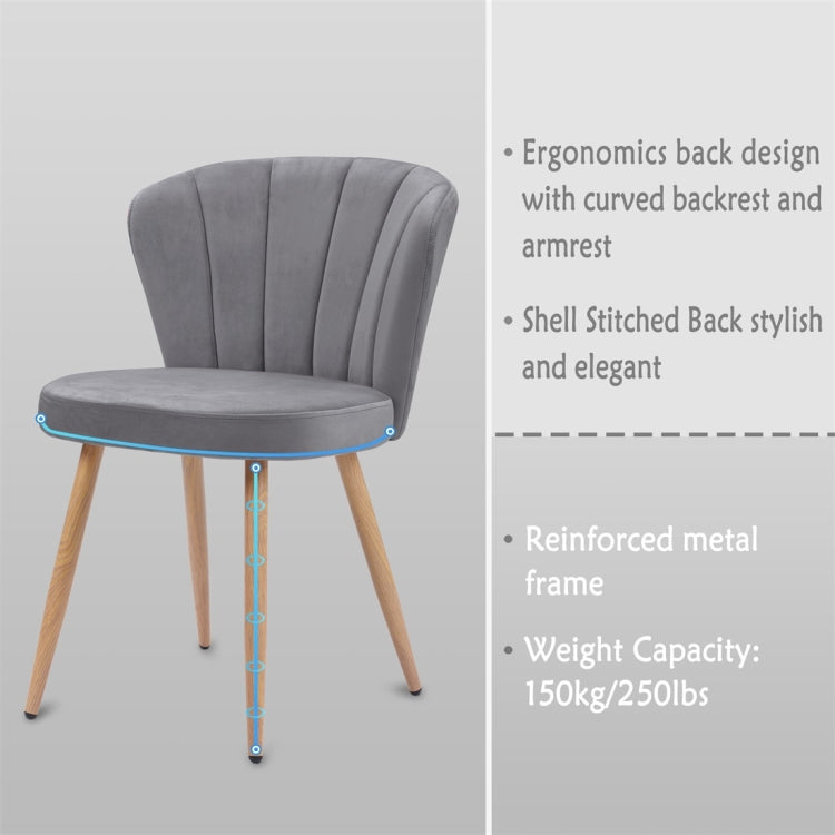 [UK Warehouse] Velvet Fabric Oyster High Back Chairs for Living Room / Bedroom(Grey)