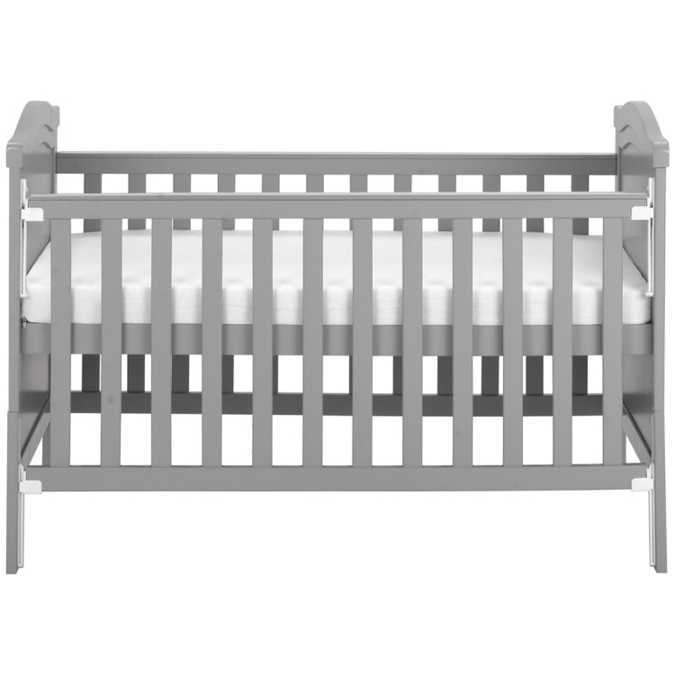 [UK Warehouse] Solid Wood Baby Cot Bed Toddler Bed with Foam Mattress & 3 Adjustable Position (Grey)