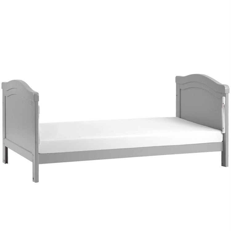 [UK Warehouse] Solid Wood Baby Cot Bed Toddler Bed with Foam Mattress & 3 Adjustable Position (Grey)
