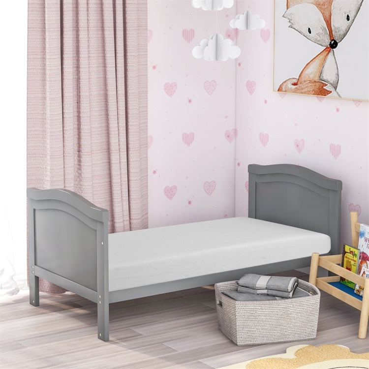 [UK Warehouse] Solid Wood Baby Cot Bed Toddler Bed with Foam Mattress & 3 Adjustable Position (Grey)