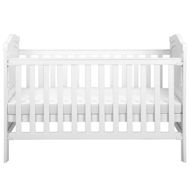 [UK Warehouse] Solid Wood Baby Cot Bed Toddler Bed with Foam Mattress & 3 Adjustable Position (White)