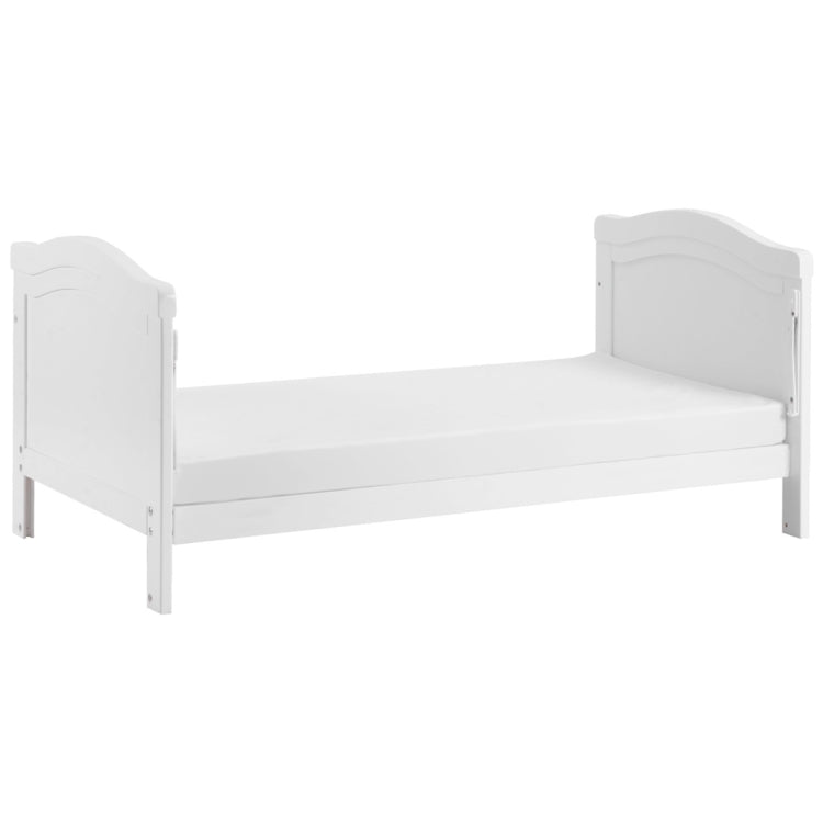 [UK Warehouse] Solid Wood Baby Cot Bed Toddler Bed with Foam Mattress & 3 Adjustable Position (White)