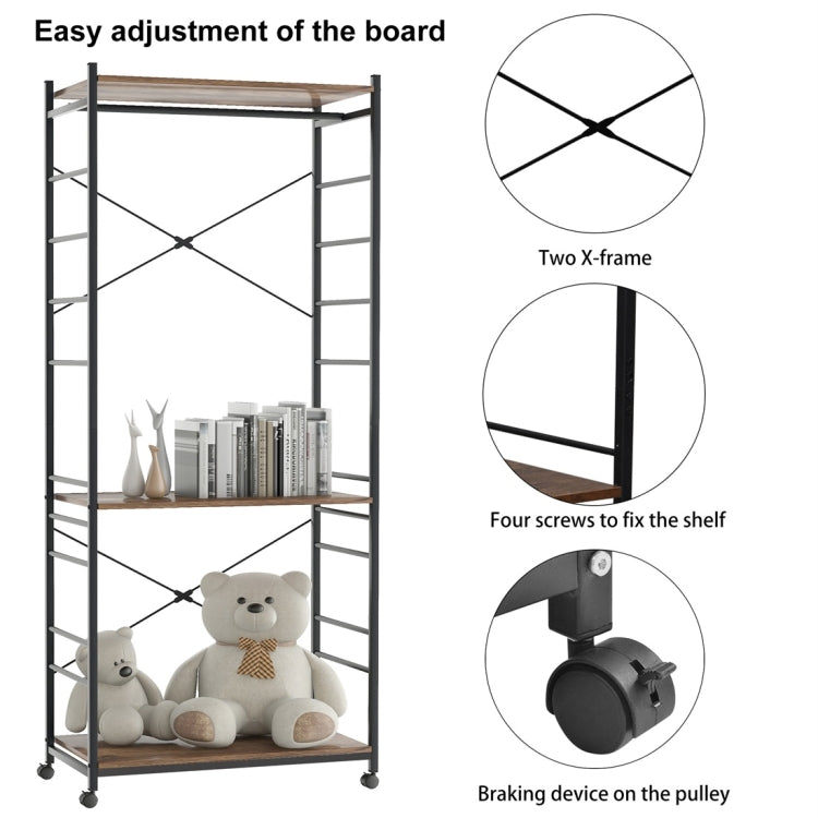 [UK Warehouse] Multi-purpose Coat Rank Stand with Adjustable Shoe Storage Shelves Ladder Shelf with Metal Frame for Bedroom/Office/Entryway(Brown)
