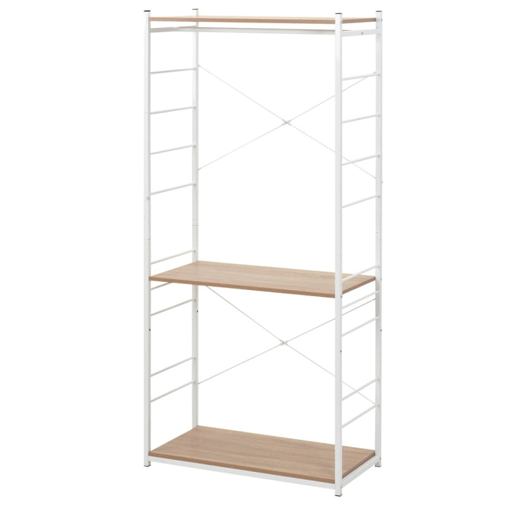 [UK Warehouse] Multi-purpose Coat Rank Stand with Adjustable Shoe Storage Shelves Ladder Shelf with Metal Frame for Bedroom/Office/Entryway(White)